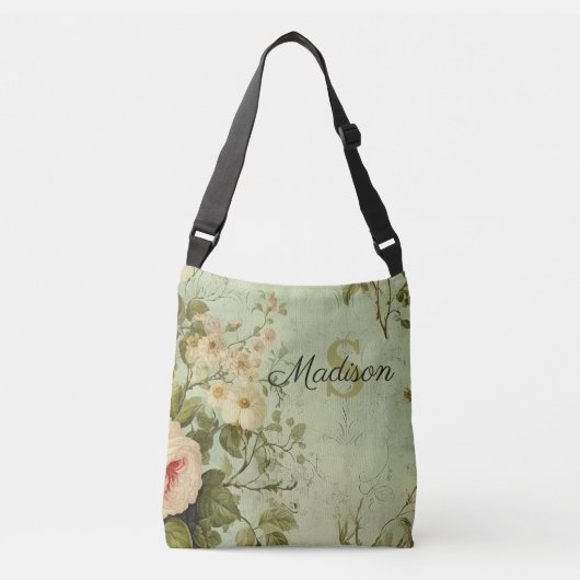 Sac Ajustable Fleurs de rose de verdure vintage  (Devant)