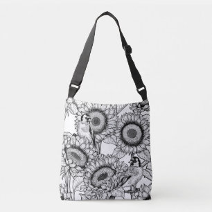 Sac Ajustable Fleurs de soleil et ailerons en noir et blanc