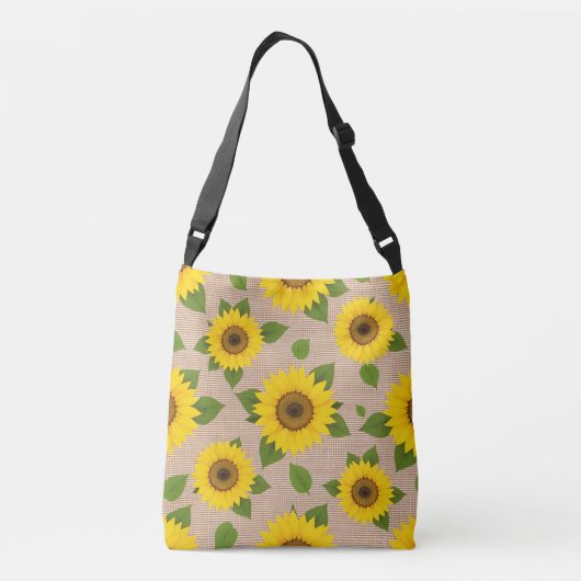 Sac Ajustable Fleurs de soleil sur Burlap (Dos)