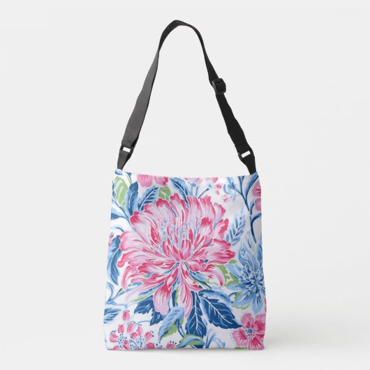 Sac Ajustable Fleurs d'été roses et bleues (Dos)