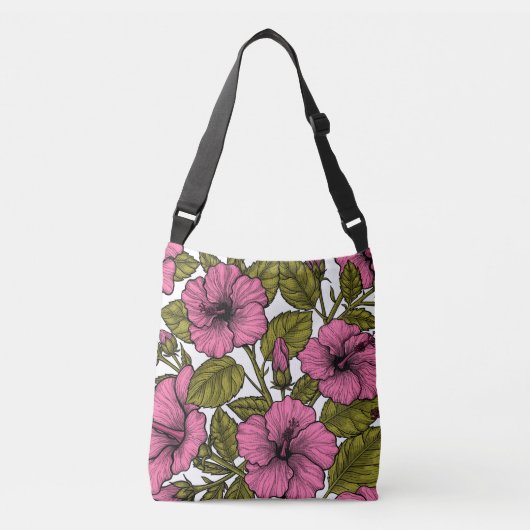 Sac Ajustable Fleurs d'hibiscus roses (Devant)