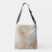 Sac Ajustable Fleurs d'or, arrière - plan bleu, imitation feuill (Dos)