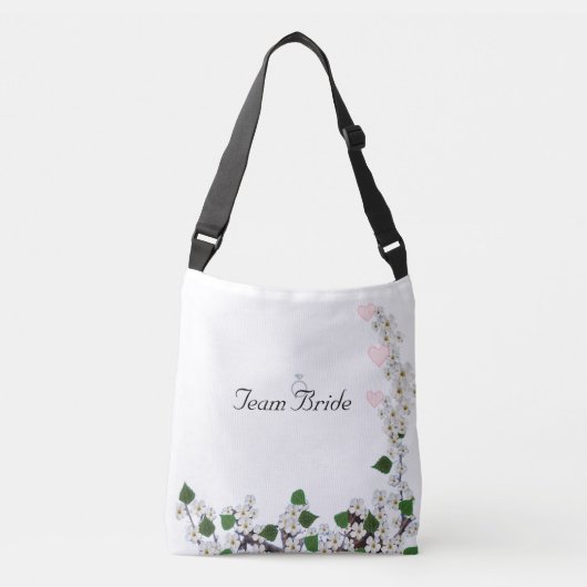 Sac Ajustable Fleurs Élégantes d'Équipe de Mariée sur Fond Blanc (Devant)