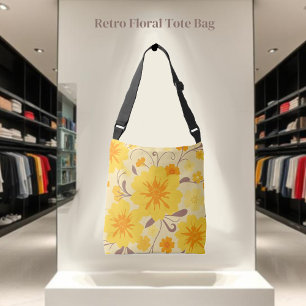 Sac Ajustable Fleurs florales-jaunes rétro