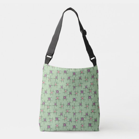 Sac Ajustable Fleurs géométriques et bâtons sur fond vert (Devant)