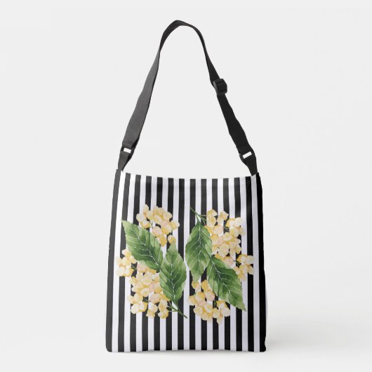 Sac Ajustable Fleurs jaunes sur rayures noir et blanc (Dos)