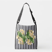 Sac Ajustable Fleurs jaunes sur rayures noir et blanc (Devant)