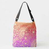 Sac Ajustable Fleurs orange violet et fond pêche doux (Devant)