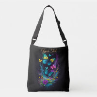 Fleurs roses et bleues femmes mignonnes Papillons