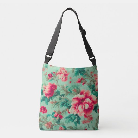 Sac Ajustable Fleurs rouges exquises et Feuilles verts (Devant)