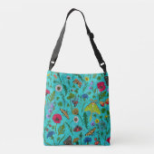 Sac Ajustable Fleurs sauvages et papillons de nuit sur turquoise (Dos)