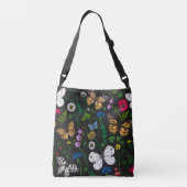 Sac Ajustable Fleurs sauvages et papillons sur le noir (Dos)