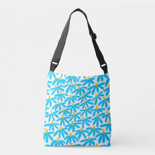 Sac Ajustable Fleurs stylisées - bleu ciel, ambre et blanc (Devant)