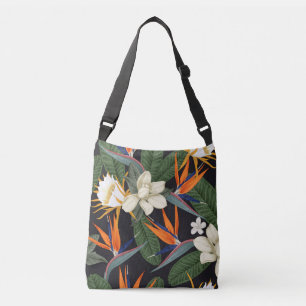 Sac Ajustable Fleurs tropicales, arrière - plan foncé, sans cout