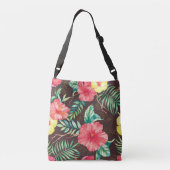 Sac Ajustable Fleurs tropicales colorées Arrière - plan foncé (Dos)