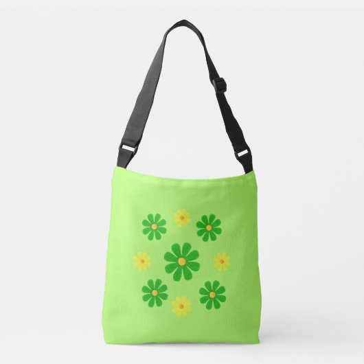 Sac Ajustable Fleurs vert printemps et jaune sur vert clair (Devant)