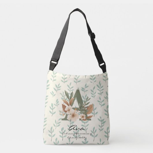 Sac Ajustable Floral Monogram A – Fresh Botanical Letter Art (Devant)