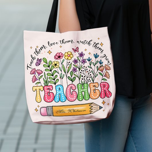 Sac Ajustable Floral Teacher Name Back to School