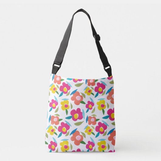 Sac Ajustable Flore brillante sur blanc (Devant)