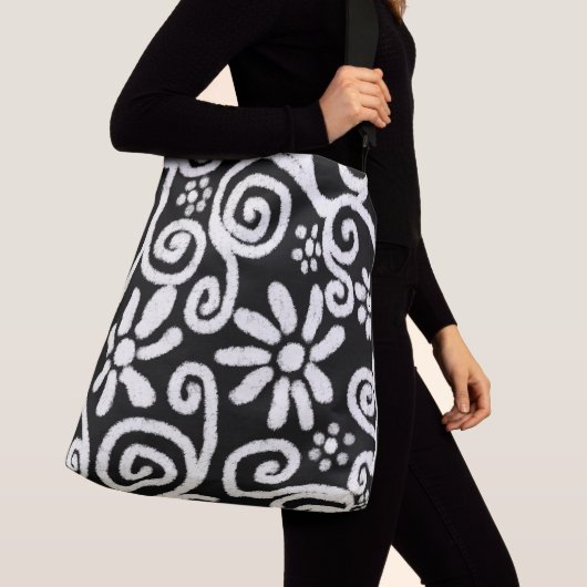 Sac Ajustable Flore noir blanc & Fleurs Fleurs Fleurs Fleurs Fle (De près)