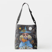 SAC AJUSTABLE FOLK ART WITTER EN BOIS ÉFFRAYANTS, CHAT NOIR & OW (Dos)