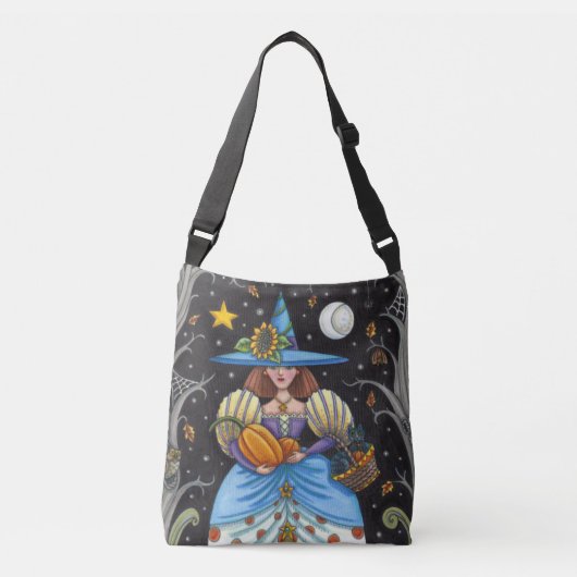 SAC AJUSTABLE FOLK ART WITTER EN BOIS ÉFFRAYANTS, CHAT NOIR & OW (Devant)