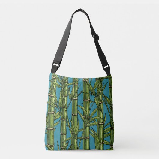 Sac Ajustable Forêt de bambou sur bleu (Devant)