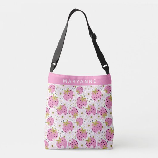 Sac Ajustable Fraises roses Nom personnalisé (Dos)