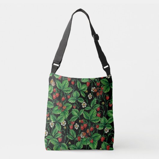 Sac Ajustable Fraises sauvages sur le noir (Devant)