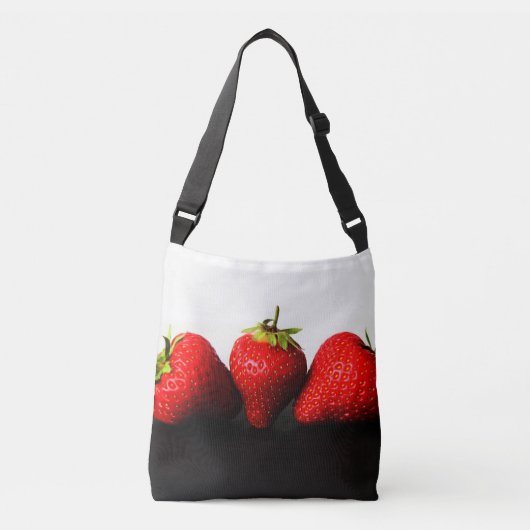 Sac Ajustable Fraises Sur Blanc Sur Noir Cbcnm (Devant)