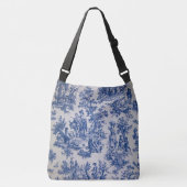 Sac Ajustable Française toile de jouy bleu et blanc élégant (Devant)