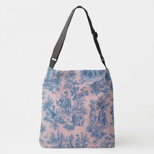 Sac Ajustable French toile de jouy bleu et rose élégant (Dos)