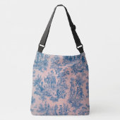Sac Ajustable French toile de jouy bleu et rose élégant (Devant)
