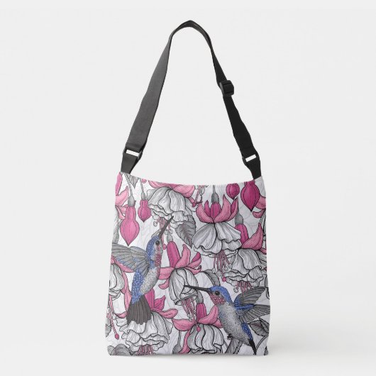 Sac Ajustable Fuchsia et colibris blancs (Devant)