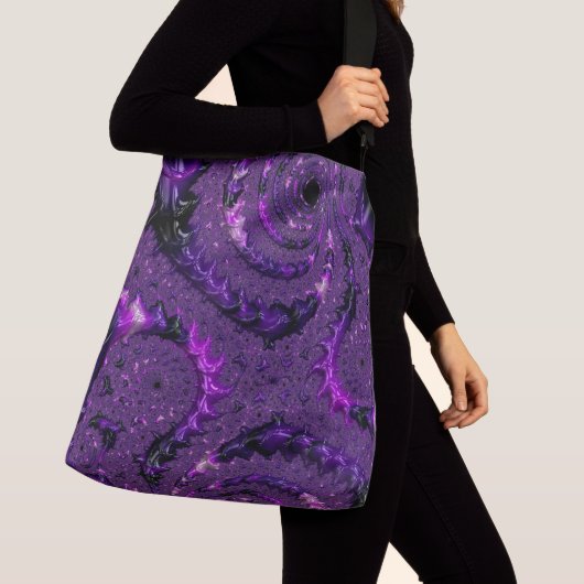 Sac Ajustable Funky Bold Boho Purple Digital Abstrait Fractal (De près)
