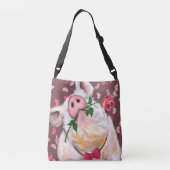Sac Ajustable Funny Crossbody Bag Gentleman Pig avec Rose (Dos)