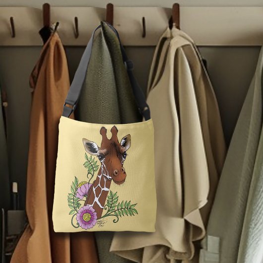 Sac Ajustable Giraffe Fleur de portrait jaune