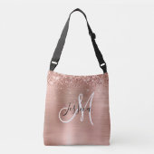 Sac Ajustable Glitterie Rose Gold Foil noir blanc Monogramme (Devant)