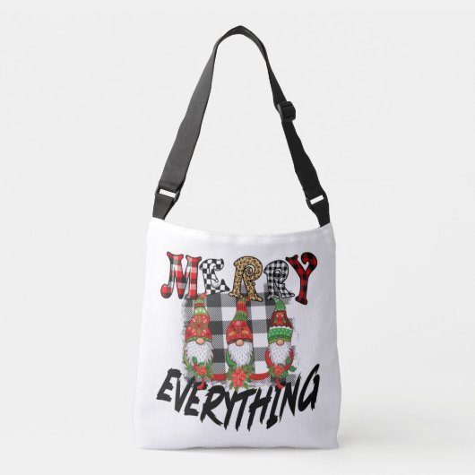 Sac Ajustable Gnomes Funny Joyeux Tout Blanc Noir Plaid (Devant)