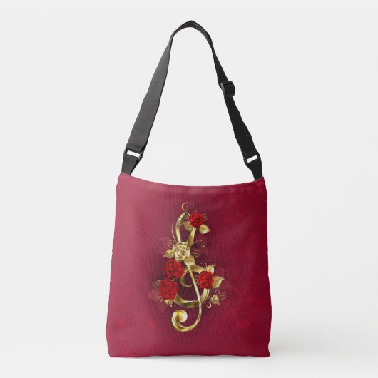 Sac Ajustable Golden Treble Clef avec fleurs Roses (Devant)