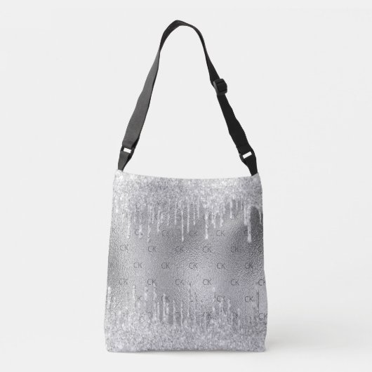 Sac Ajustable Gouttes de paillettes d'argent monogramme métallis (Dos)