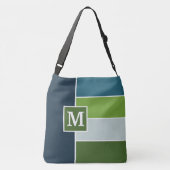 Sac Ajustable Grandes bandes en bleu et vert avec Monogrammes (Dos)