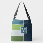 Sac Ajustable Grandes bandes en bleu et vert avec Monogrammes (Devant)