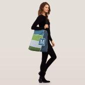 Sac Ajustable Grandes bandes en bleu et vert avec Monogrammes (Sur le modèle)