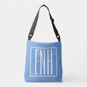 Sac Ajustable Gras moderne 3 initiales Monogramme   Bleu doux