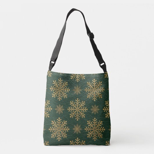 Sac Ajustable Green Leather Tooled with Gold Snowflakes Initials (Dos)