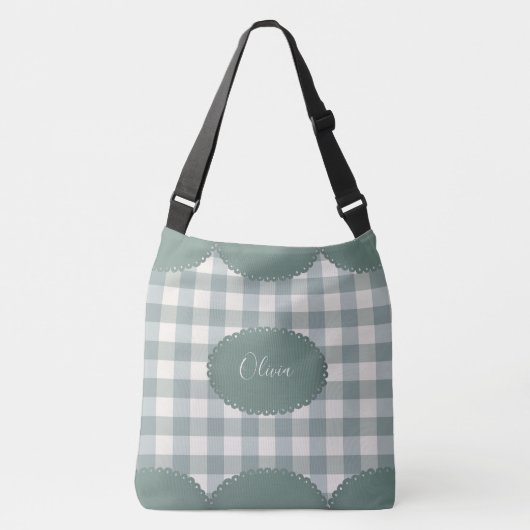 Sac Ajustable Green Plaid Nom Personnalisé Moderne Simple (Devant)