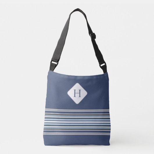 Sac Ajustable Gris et pourpre avec les rayures initiales (Devant)