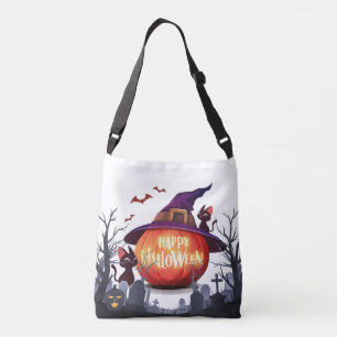 Sac Ajustable Halloween-Citrouille, sorcière Casquette et chats 