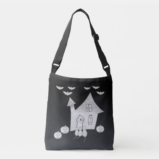 Sac Ajustable Halloween la nuit avec Haunted House, chauves-sour (Devant)